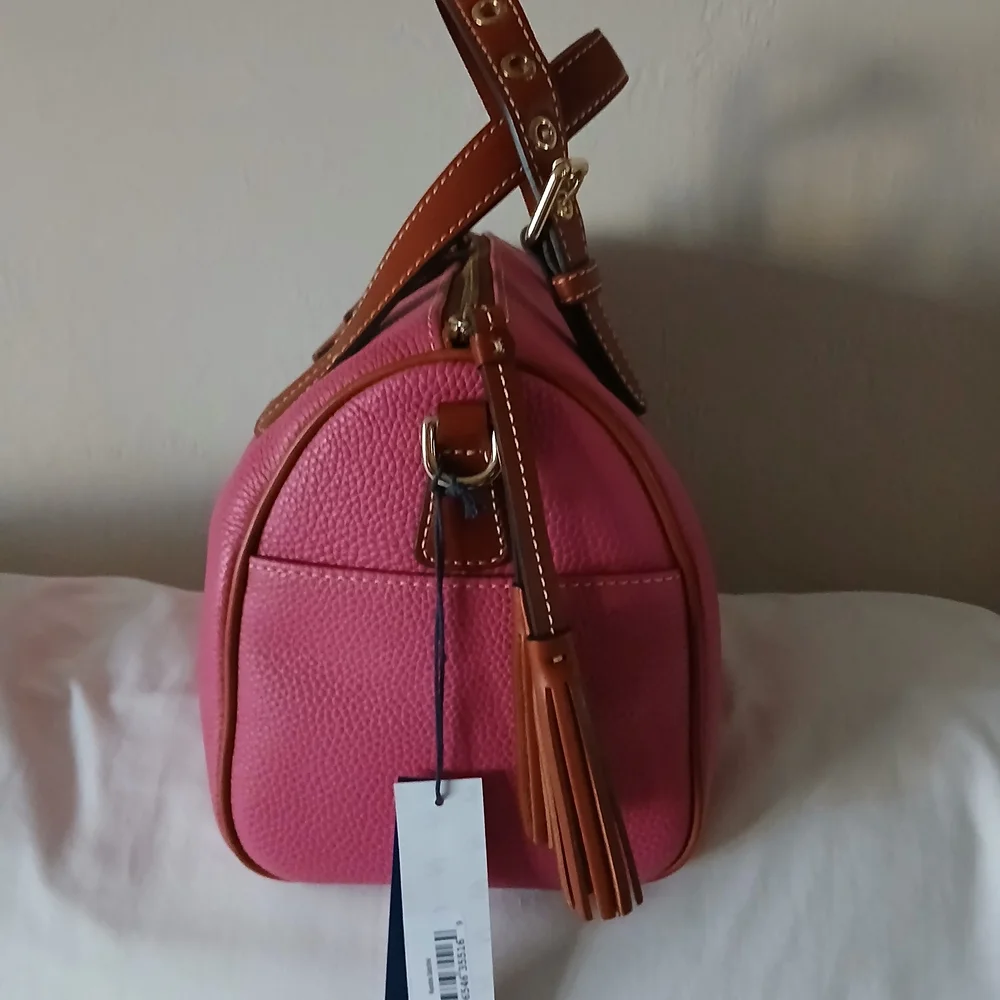 Dooney & Bourke Kendra Hot Pink and Brown Leather Satchel NWT - Picture 4 of 8